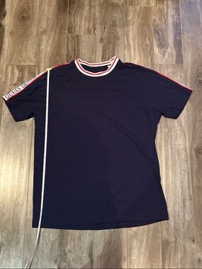 GUESS Navy Tee with Red and White Trim